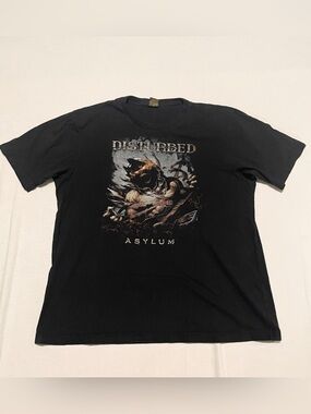 Disturbed Asylum Band Tee Black Graphic T-Shirt XL/GG Consulado Do Rock
